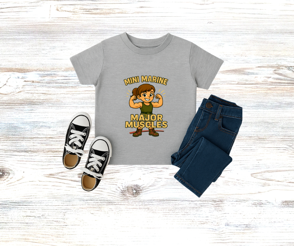 Girls Toddler Mini Marine Major Muscles T-Shirt