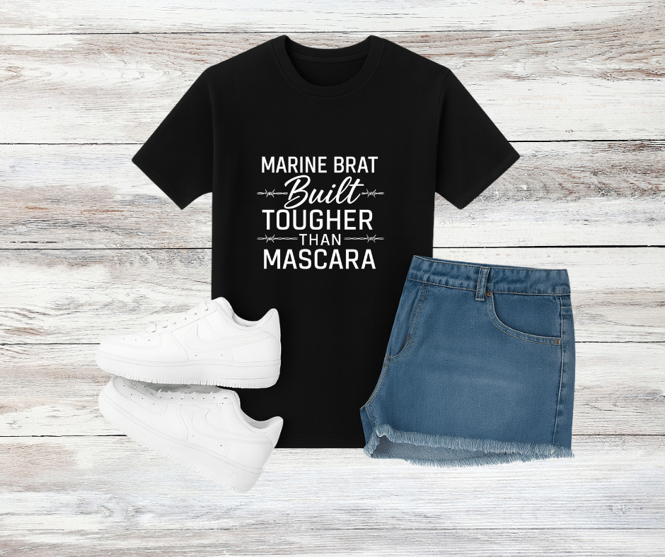 Girls Youth Marine Brat Built Tougher Than Mascara T-Shirt