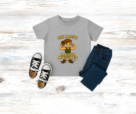 Girls Toddler Mini Marine Major Muscles T-Shirt
