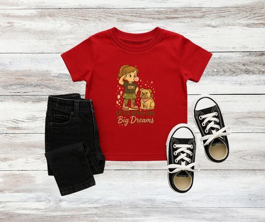 Girls Toddler Little Devil Dog Big Dreams T-Shirt