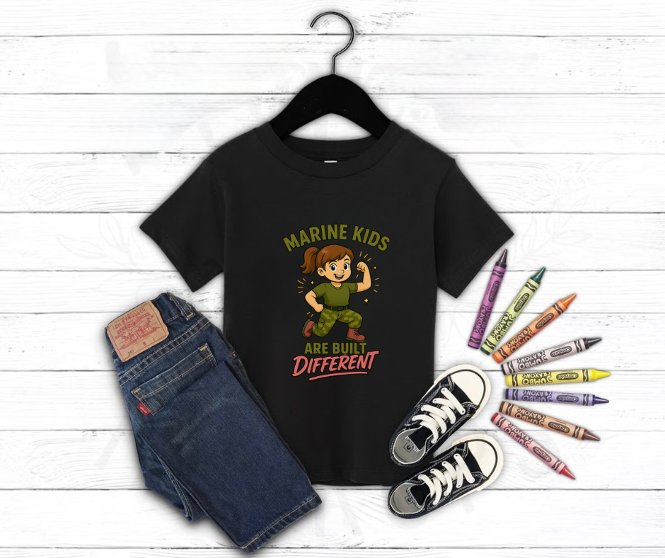 Girls Toddler Marine Kids Are Built Different T-Shirt