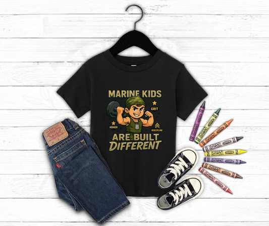 Boys Toddler Marine Kids Are Built Different T-Shirt