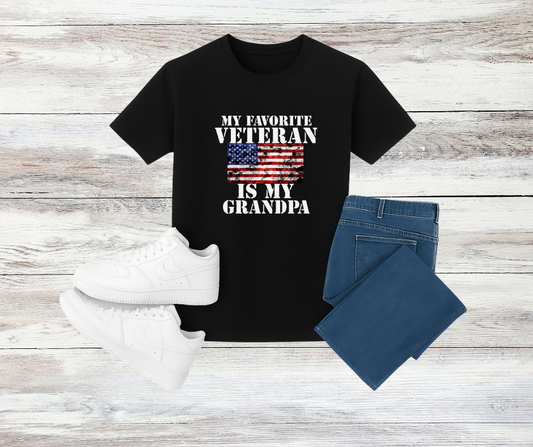 Youth My Favorite Veteran Is My Grandpa T-Shirt