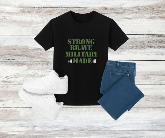 Youth Strong Brave Military Made T-Shirt
